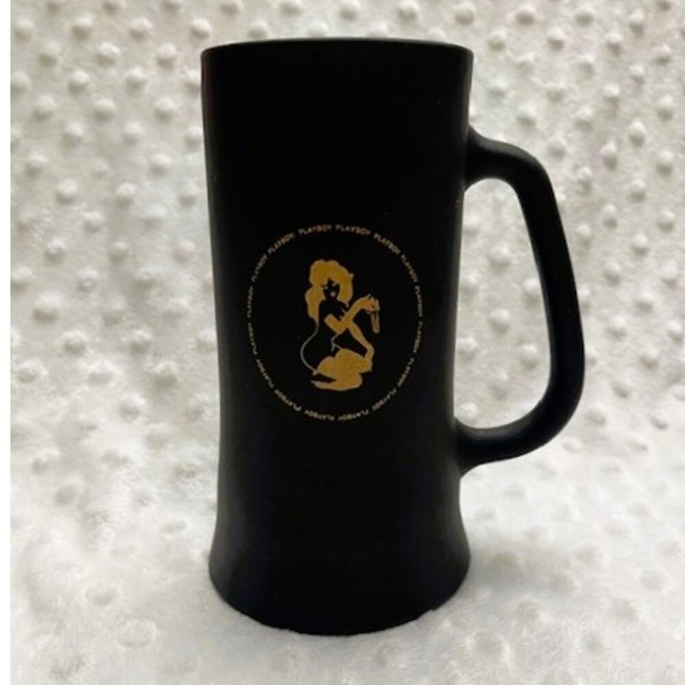 Vintage The Playboy Club Black Frosted & Gold Design, 14oz, Beer Mug, (1960s)